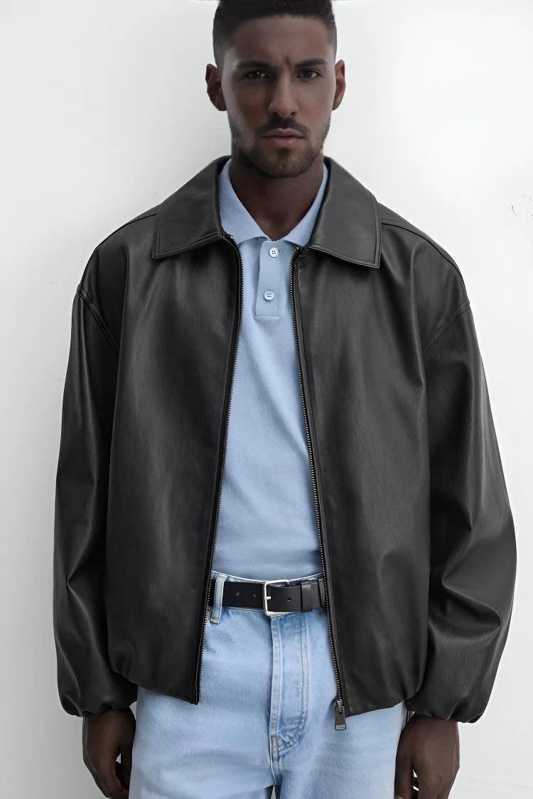 BAGGY FIT LEATHER JACKET