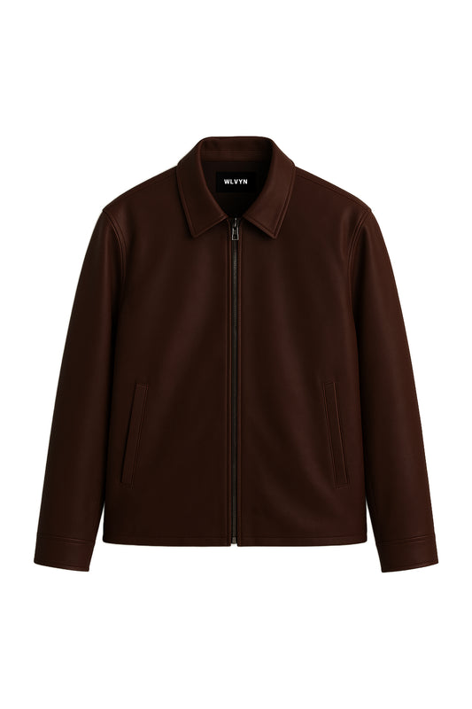 DARK BROWN COLLARED JACKET