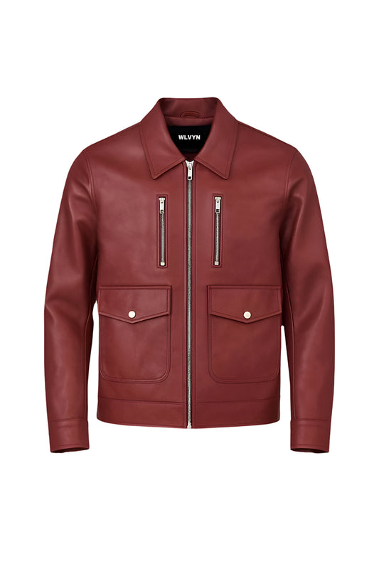 FREDRICK-12 CHERRY LEATHER JACKET